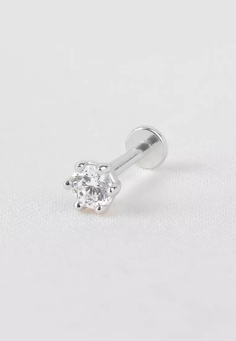 Brilliant Silver 3mm Flat Back Earring