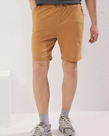 Camel Basic Regular Mid Length/Normal Cut Plain Shorts